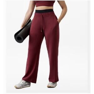 Athleta Seasoft Midrise Straight Pant Large Redwood Athleisure Drawstring EUC